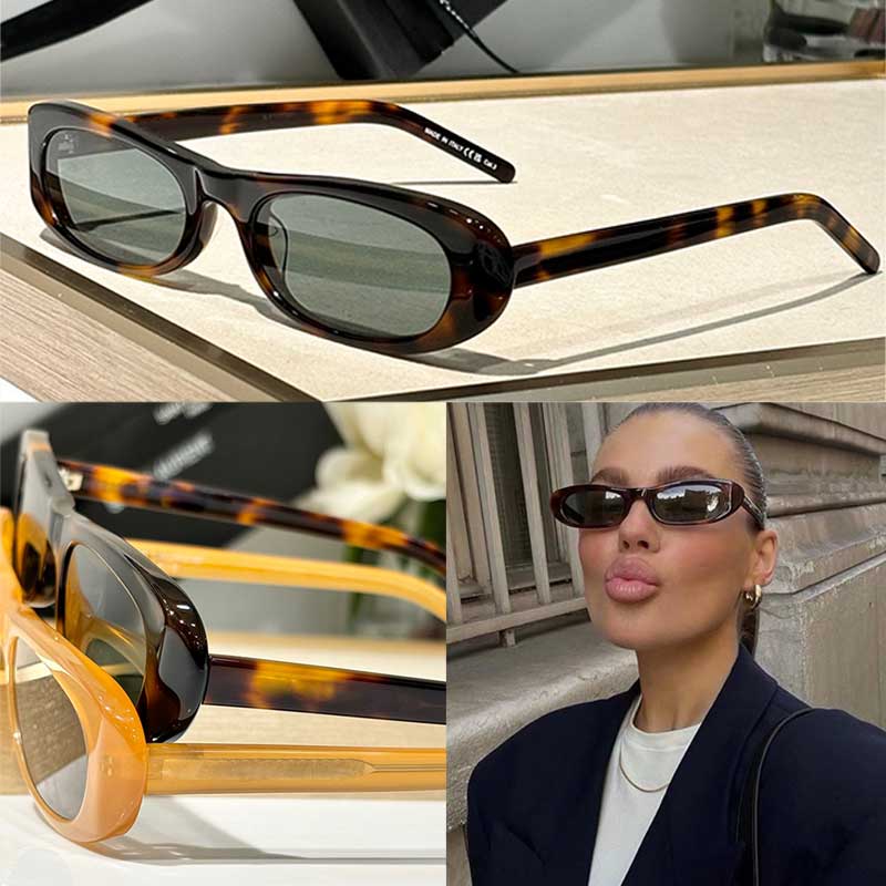 Narrow Elongated Cat Eye Sunglasses SL557 Luxury Designer Women Sunglasses Acetate Frame UV400 Nylon Lens Casual Fashion Womens Small Frame Glass