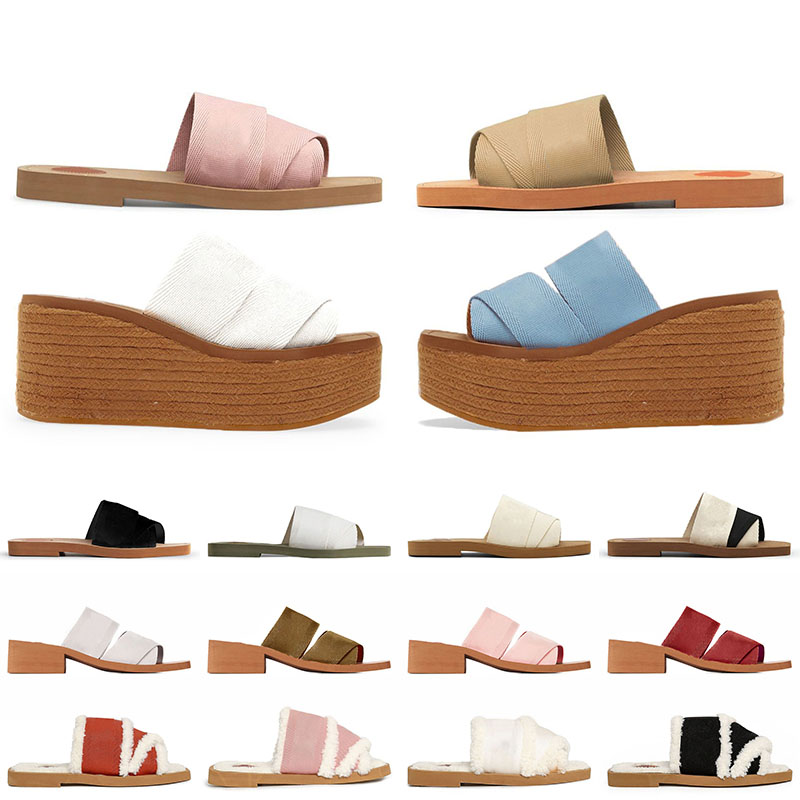 Femmes classiques Sandales Woody Mules Platforms Slipper Slipper Sandale Fahsion Deisgner Laday Lettrage Tissu en cuir extérieur