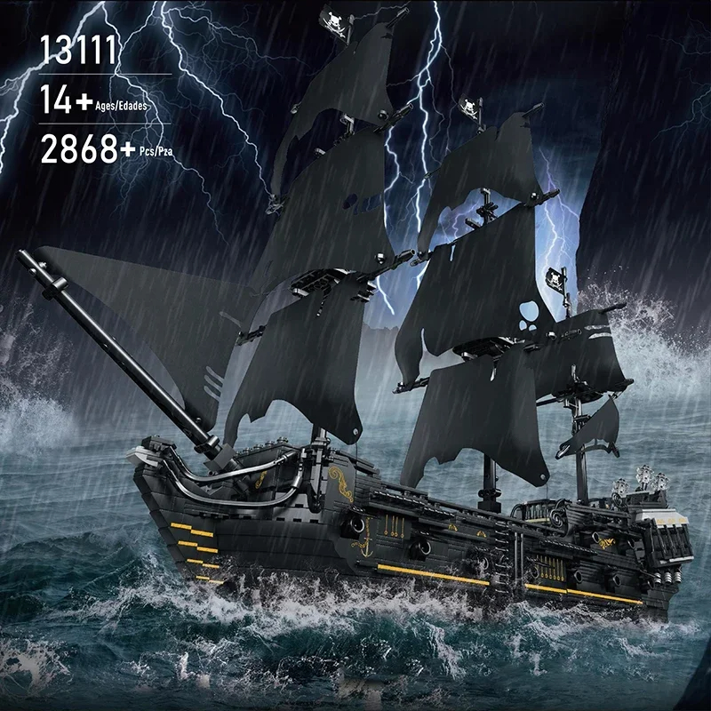 The Black Pirates Ship Building Blocks MOULD KING 13111 Movie MOC Bricks Pearl Ship Model Kits to Build Kids Educational Toys for Adults Birthday-image-961155553