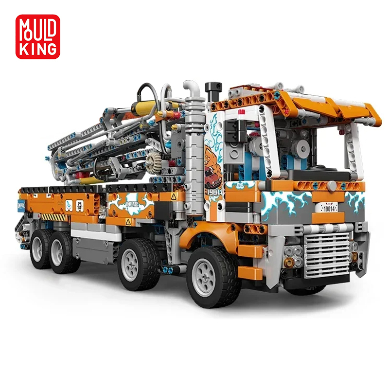 The Heavy-Duty Tow Truck Building Blocks MOULD KING 19014 Kits Pneumatic Concrete Pump Truck Model Bricks Engineering Vehicle Toy for Kids Birthd-image-960803136