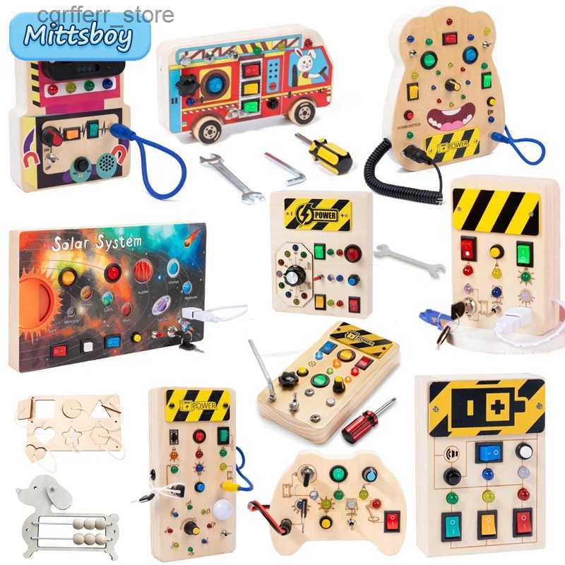 Baby Bath Toys Baby Montessori Wooden Toy Planet Busy Board Accessories Switch Light Bulb Screw Educational Early Education Training Toys Gifts L-image-961787307