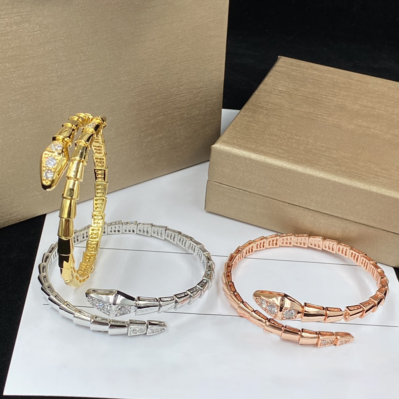 10A Snake Bangle Jewelry Brand Multi-loop Bracelet Sterling Silver Female Round Hard Bracelet Classic Chain Women Ladies Bracelets with Box-image-961505785