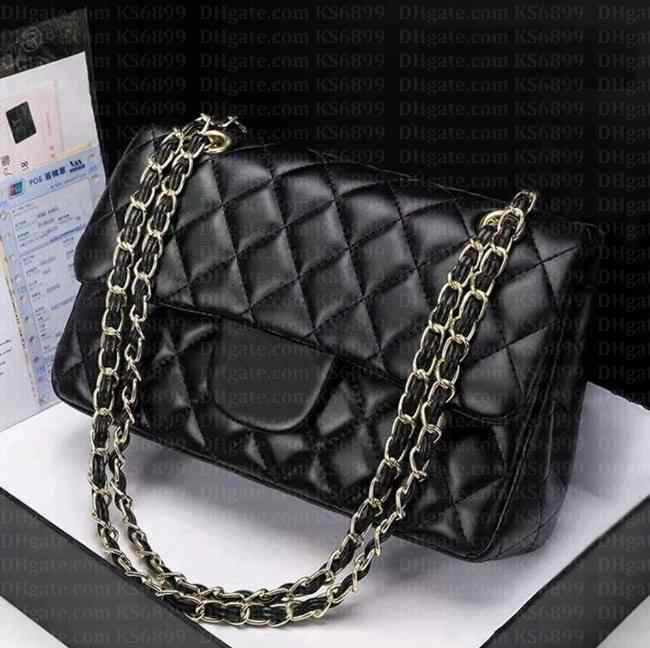 Designer bag Chain Bags plaid flap 5A CF caviar shouder handbag gold silver chain leather double letter solid color buckle square stripe lady messen