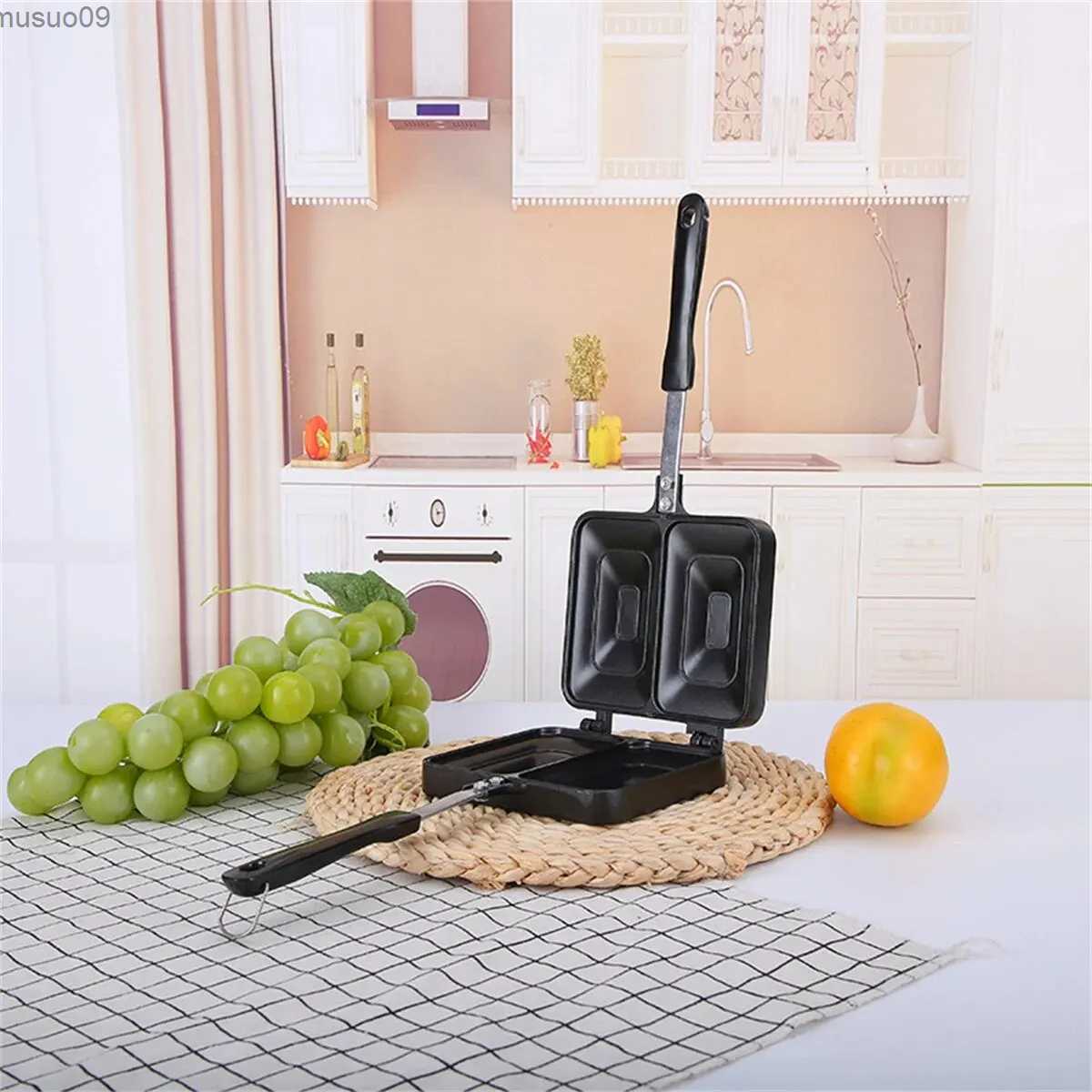 Pans Portable double-sided sand tray gas double-sided outdoor barbecue tray breakfast tray detachable triangular sand tray L260529-image-961523919