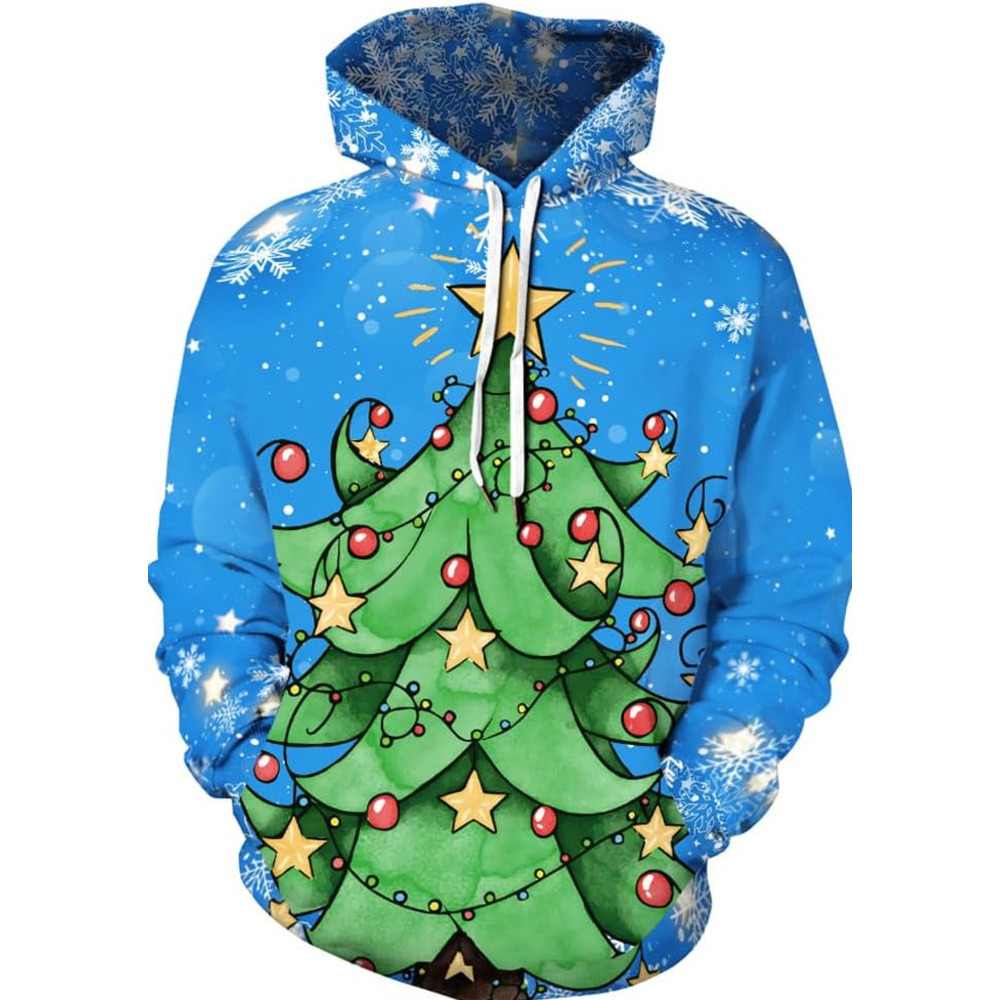 Hoodie for Mens Womens Unisex Christmas Hoodie for Men Couples Funny Holiday Hooded Sweatshirt Graphic Hoodies sweatshirt Colorful and cute patte