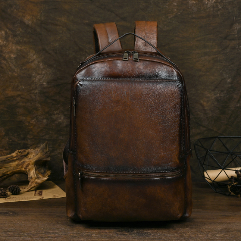 Vintage Leather Backpack 2024 for Men, Business and Leisure, Large Capacity Travel Bag