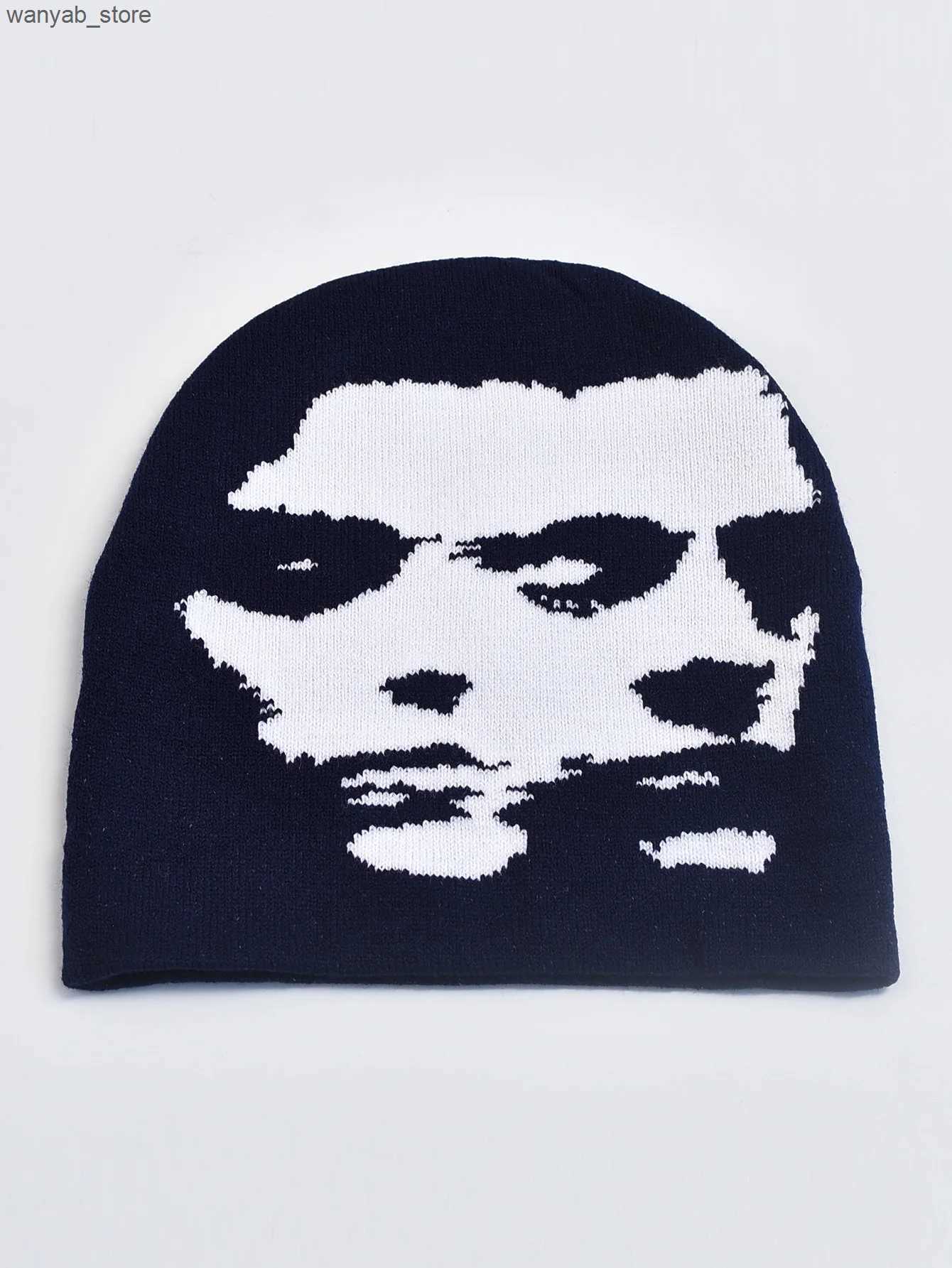 Beanie/Skull Caps Knitting Hat for Men Women Fashion Pullover Cap Y2k Goth Warm Beanie Hats L240910