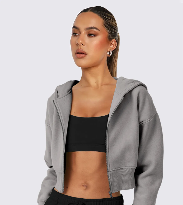 Women's Jackets Fleece zipper hooded sweatshirt Amazon long sleeved casual jacket women's