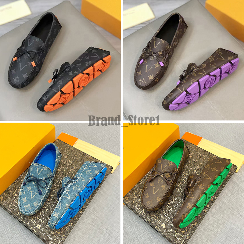 Designer Men Driver Series Loafers Shoes Classic Dress Shoes Luxury Vintage Real Leather Casual Business Wedding Purple orange Multiple color Sole o