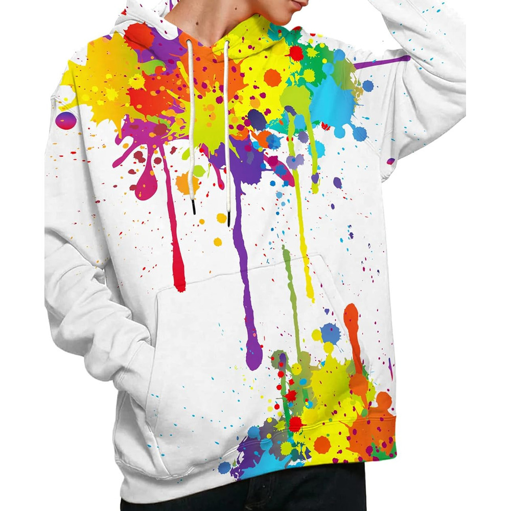 Hoodie for Mens Womens Unisex 3D Printed Hooded Sweatshirt Casual Pullover Hoodie with Big Pockets Graphic Hoodies sweatshirt Fashion Dot Color
