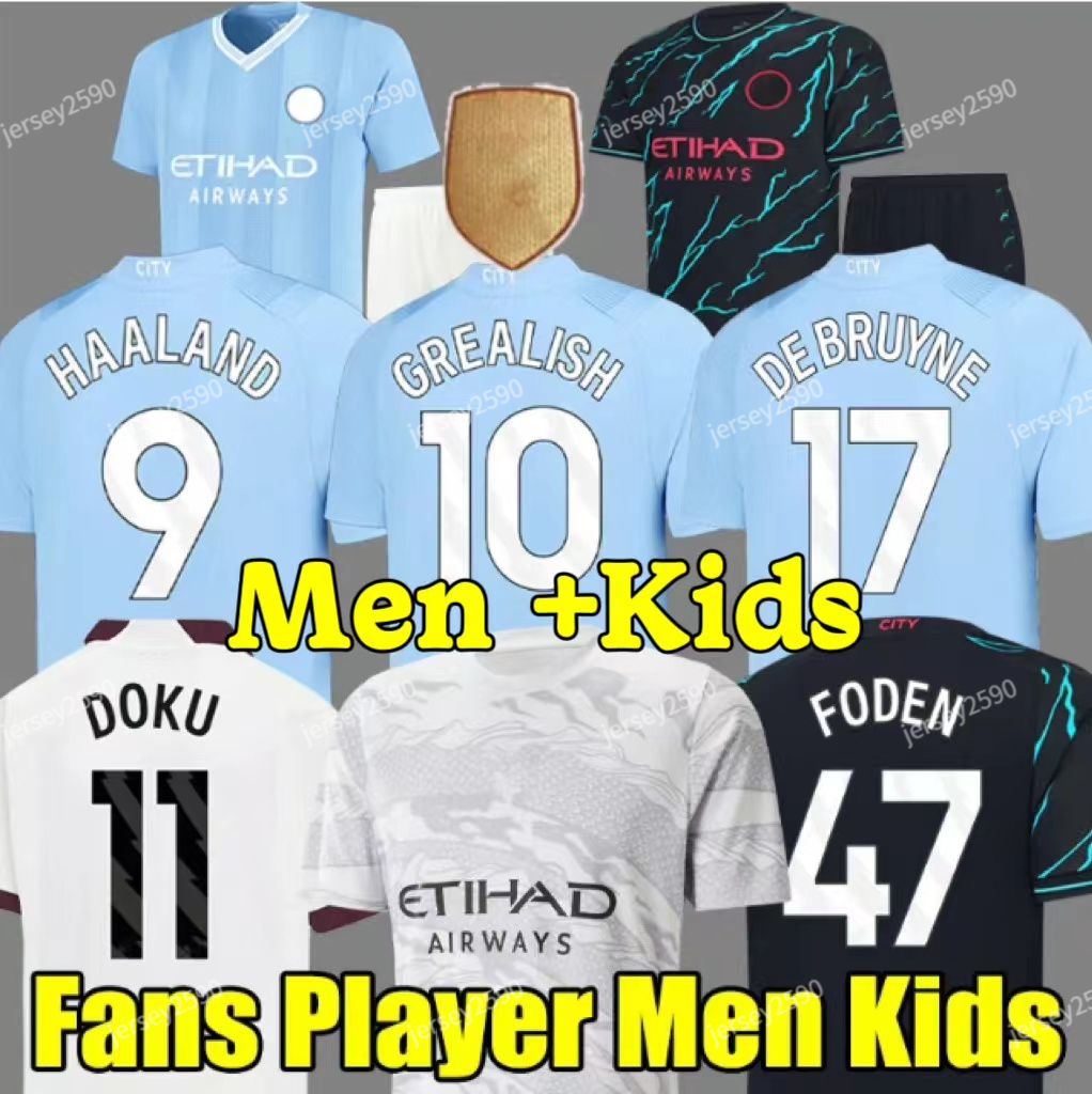Soccer Jerseys HAALAND Gvardiol DE BRUYNE FODEN Man Citys MANS CITIES FINAL ISTANBUL KIT GREALISH Football Shirt Kids 23 24 J.Alvarez MANCHESTE NEW YEAR Uniform 
