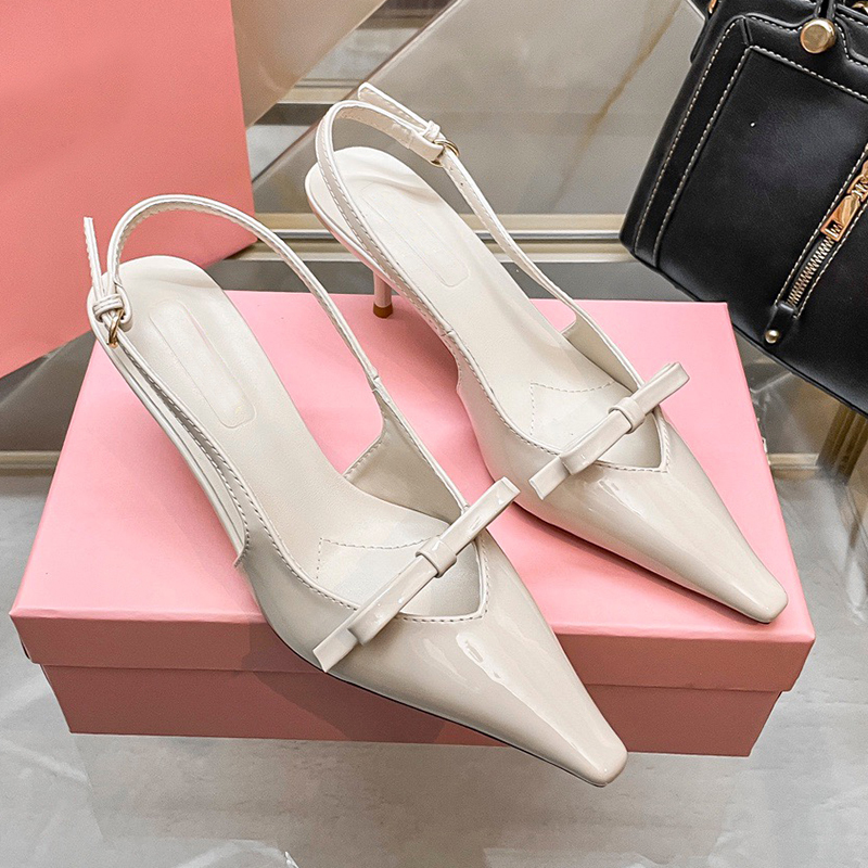 Chaussures habillées de designer miui chaton talon hauts talons femme miui sandales authentique chaussure en cuir couleur solide pointu à bout de