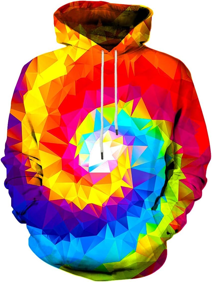 Hoodie for Mens Womens Unisex Graphic Print Hoodies 3D Colorful Novelty Design Long Sleeve Sweaters with Pocket Graphic Handsome Vortex Pattern