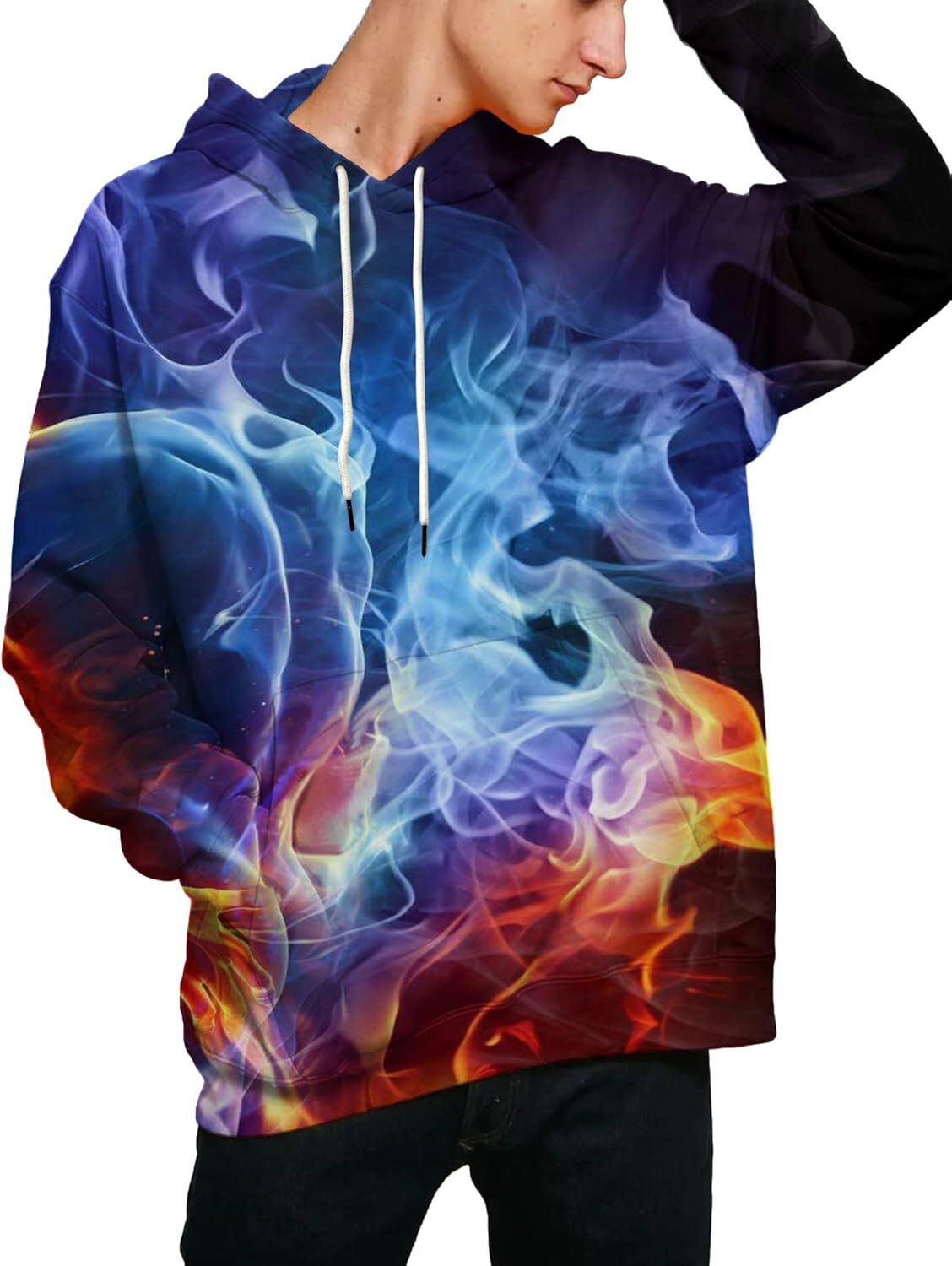 Sweat à capuche pour hommes pour hommes Unisexe 3D Sweat à capuche imprimé pull à sweat décontracté avec de grandes poches à sweat graphique Swea