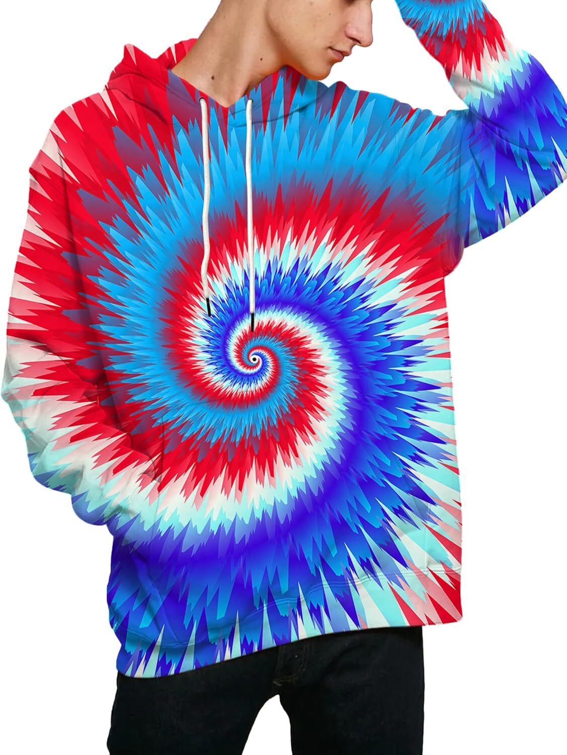 Hoodie for Mens Womens Neutral 3D printed hooded sweatshirt casual pullover hooded sweatshirt with large pocket Graphic Fashionable blue thread