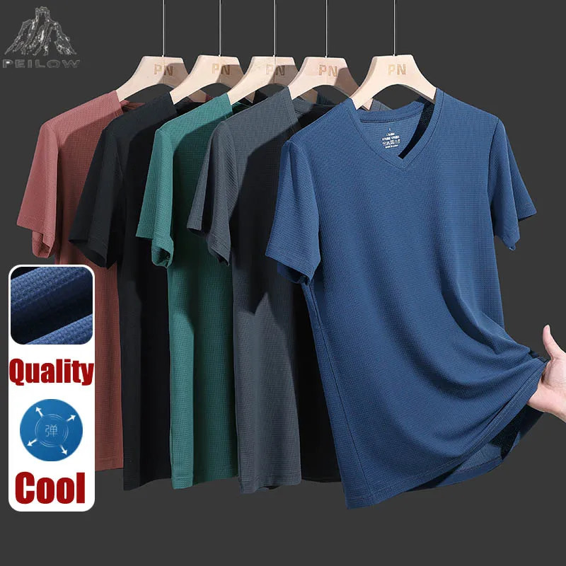 Plus taille 7xl 8xl 9xl Summer Workout Vneck T-shirts pour les hommes Moisture Véracte de gymnase pour hommes Athletic Performance 241108