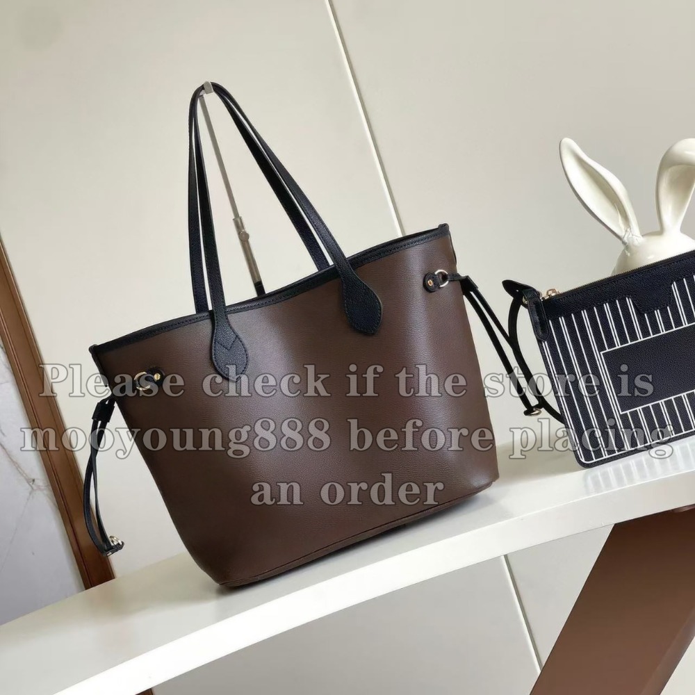 12A Upgrade Mirror Quality Designer Tote Bag MM Handbag for Women Reverse Shopping Bags Composite Bag Brown Purse Shoulder Bag with Small Pouch