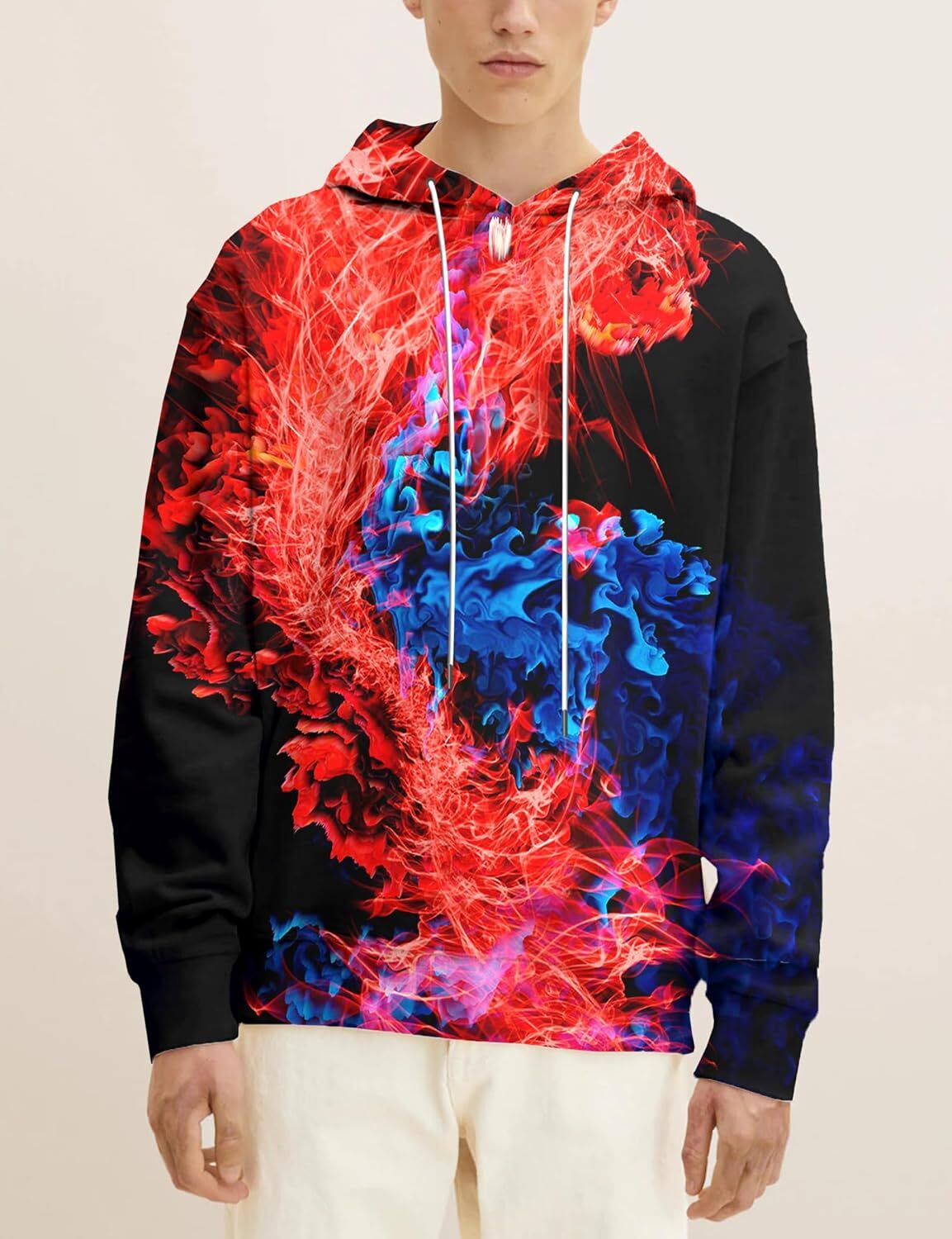 Hoodie for Mens Womens Unisex Mens and Womens Novelty Hoodies 3D Fashion Digital Print Pullover Hooded Sweatshirts with Pockets Graphic Cool red