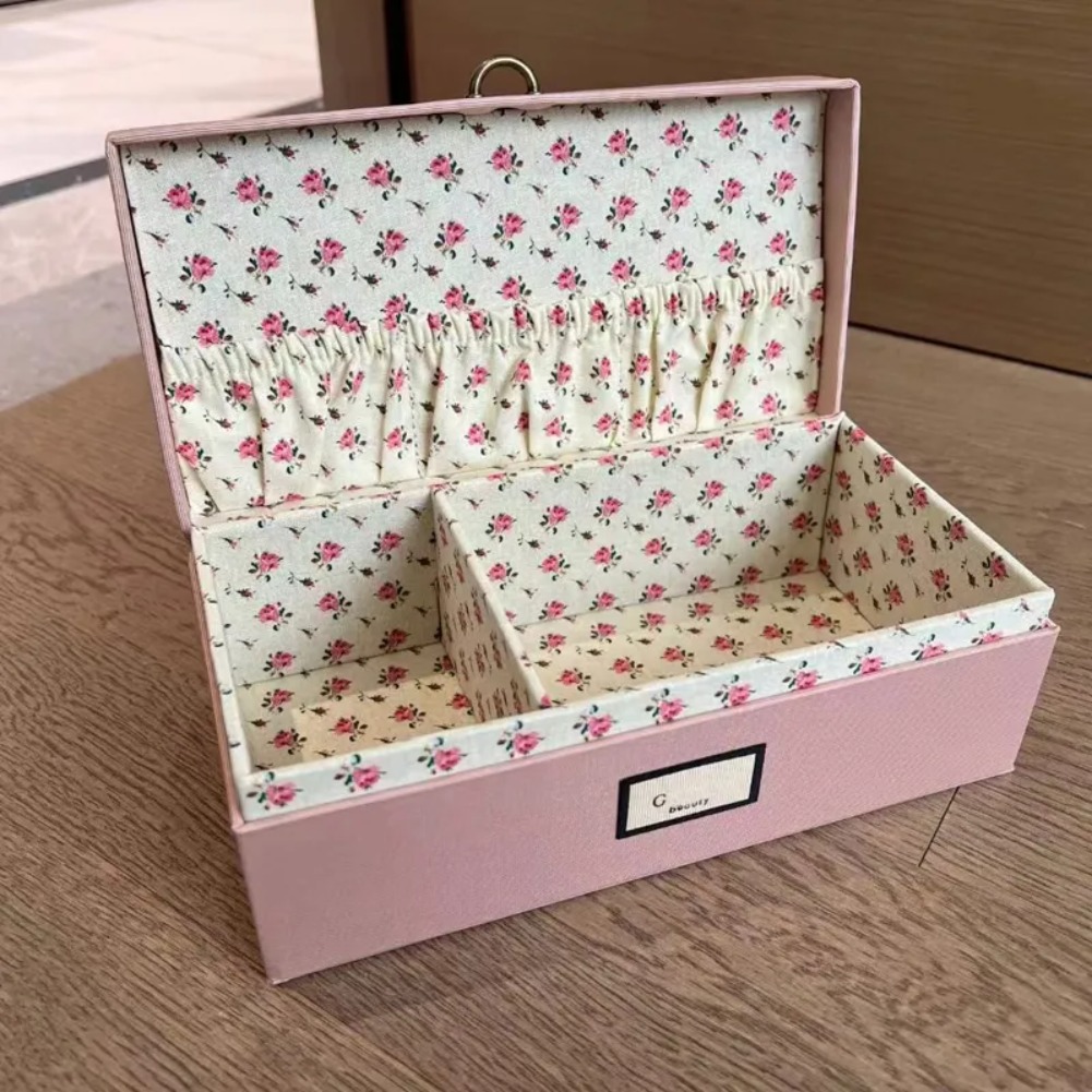 High-end letters Brand Jewelry Boxes Lovely Pink Fragmented flowers lattice luxury designer makeup make up beauty box earrings bracelets earrings