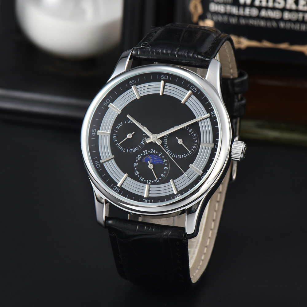 mens watch high quality fashion designer watch mens quartz movement multifunctional week baked blue needle stainless steel luxury watch