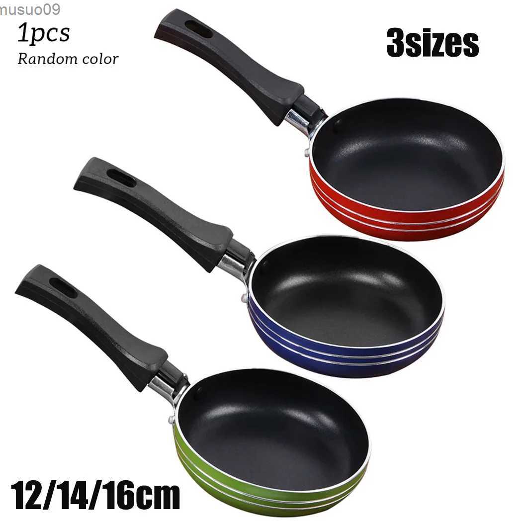 Pans 12cm/14cm/16cm mini frying pan rodless steel frying pan sauce pan random colors for kitchen utensilsL260529-image-1000471991