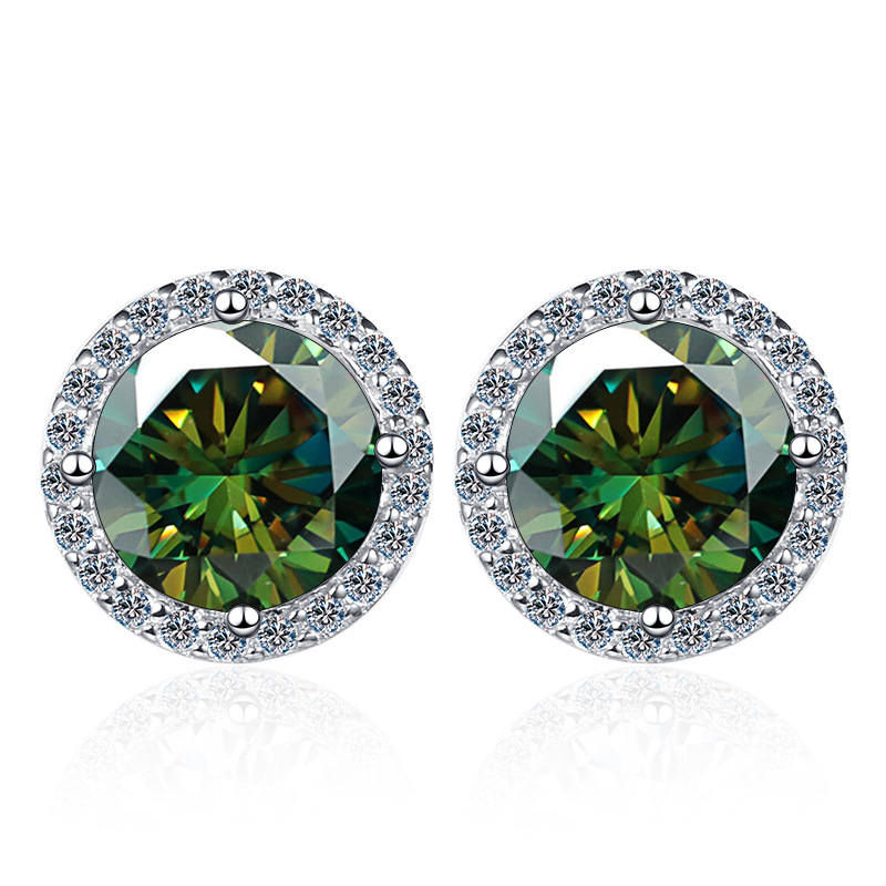 13 Colors Options VVS Moissanite Stud Earrings for Men Women 925 Sterling Silver Earrings D Color Red Green Moissanite Diamond Earrings with GRA