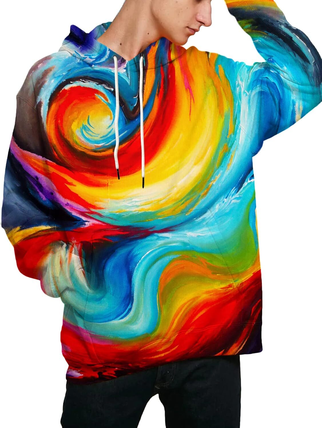 Hoodie for Mens Womens Unisex 3D Printed Hooded Sweatshirt Casual Pullover Hoodie with Big Pockets Graphic Hoodies sweatshirt Fashion spiral patt