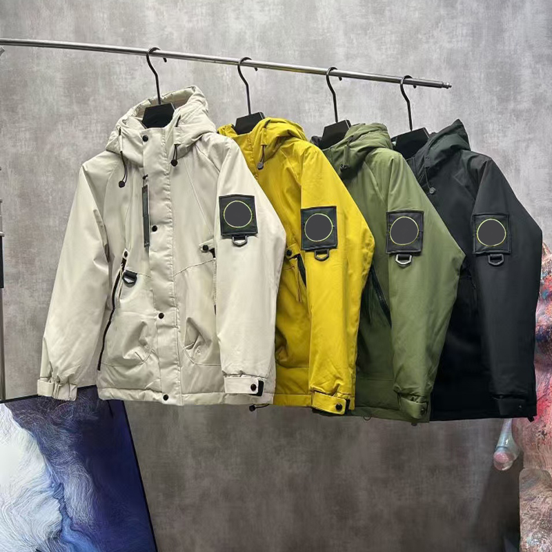 Designer Down Jackets Stone Thick Jacket Parkas Coat Hooded Winter Mens Womens Windbreaker Puffer Pocket Warm Oversize Outwears Loose Outfit