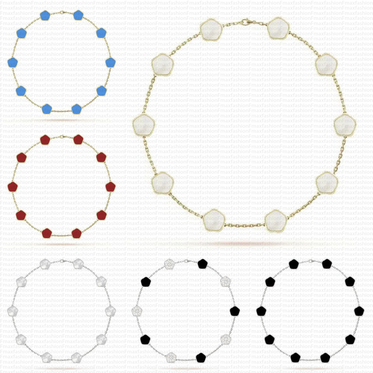 10 Colliers de trèfle de motif Colliers en diamant Designer de bijoux de luxe pour femmes Colliers de coquille en argent en argent 18K