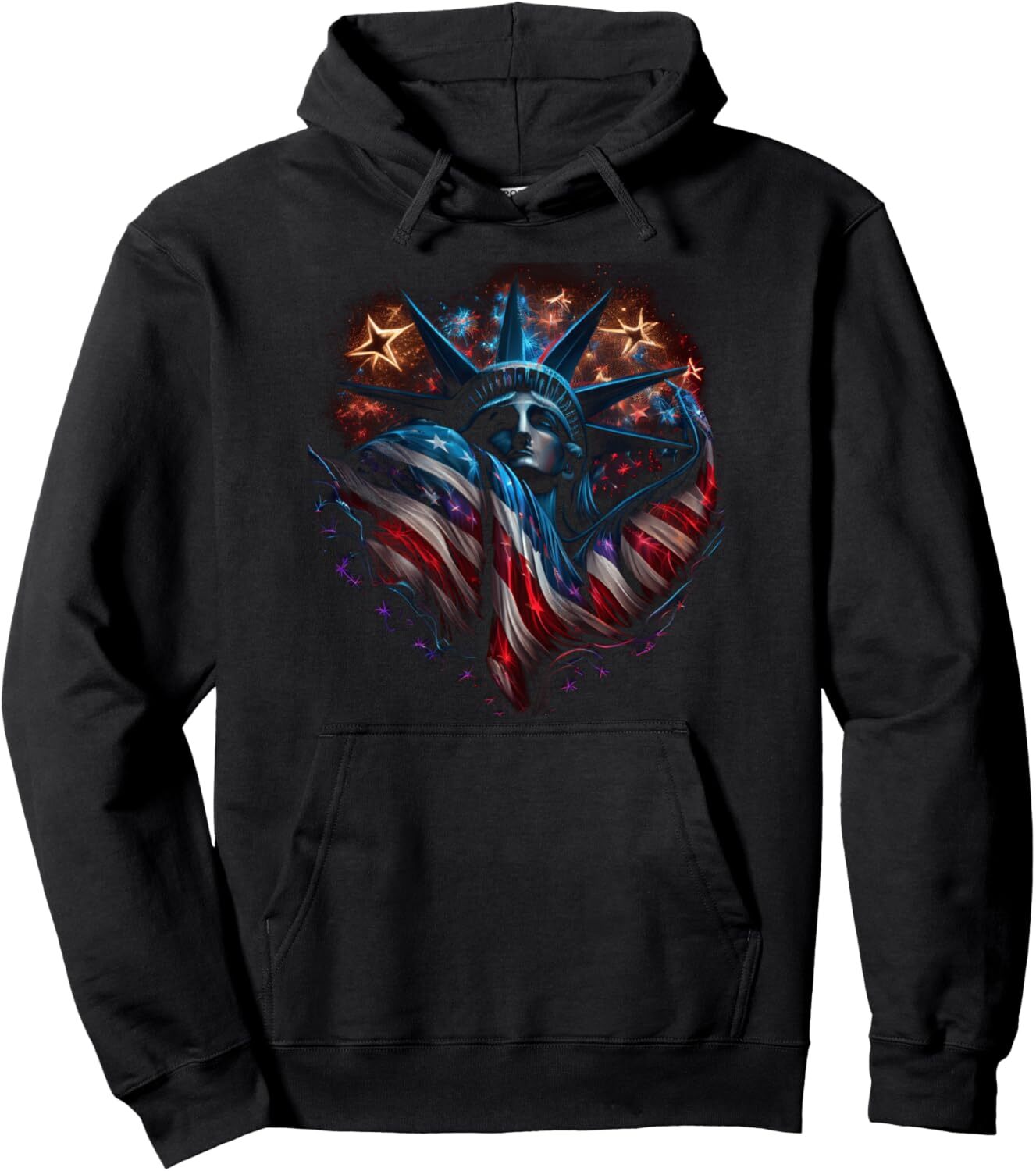Hoodie for Mens Womens USA drapeau avec la statue de la Liberty 4 juillet Graphic Tees Pullover Sweat à capuche graphique sweat-shirt