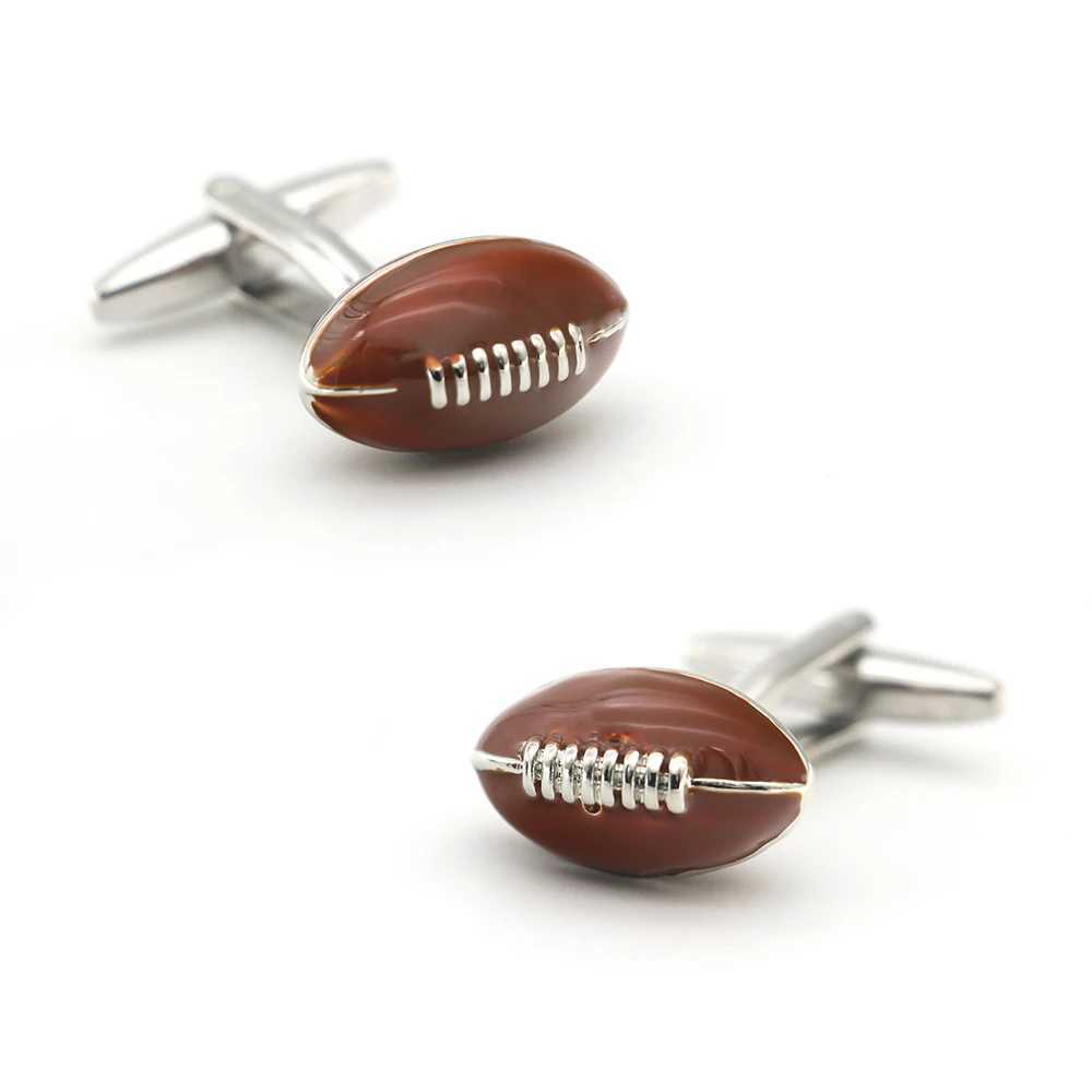 Rugby cufflinks made of high-quality brass material and coffee colored football design. Wholesale and retail of cufflinks W241109