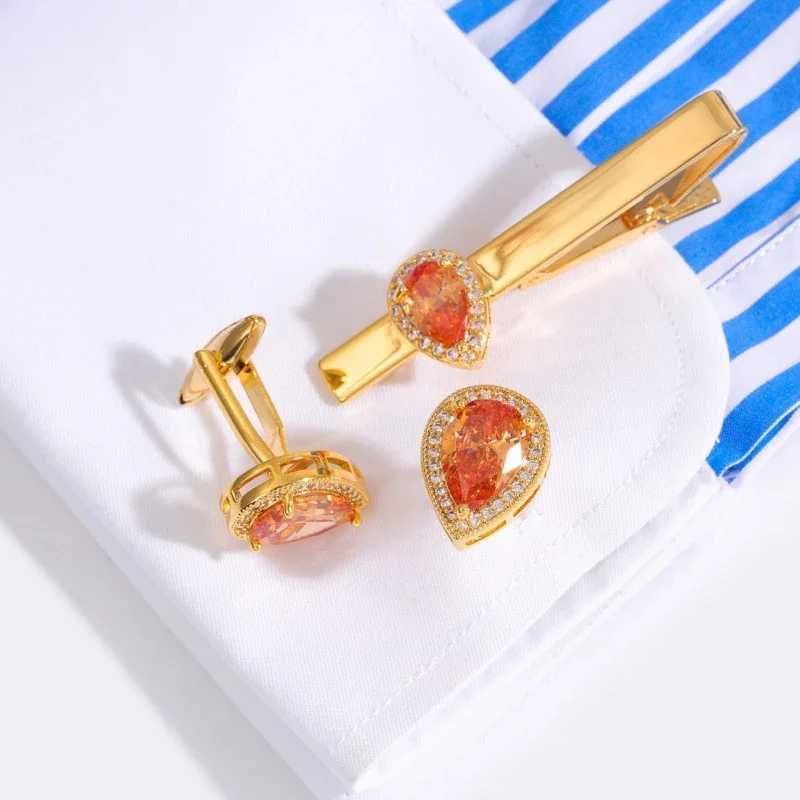 New luxury water drop zircon cufflinks jewelry mens and womens French shirt crystal rhinestone cufflinks wedding accessories gifts W241109