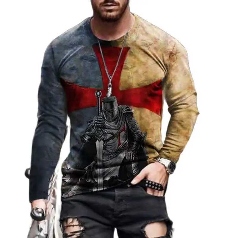 Templar Street Style Hip Hop Rock Mens Long Sleeve T-Shirts Spring Autumn 3D Printing Youthful Vitality Tops Tees Plus Size 6XL LX241109