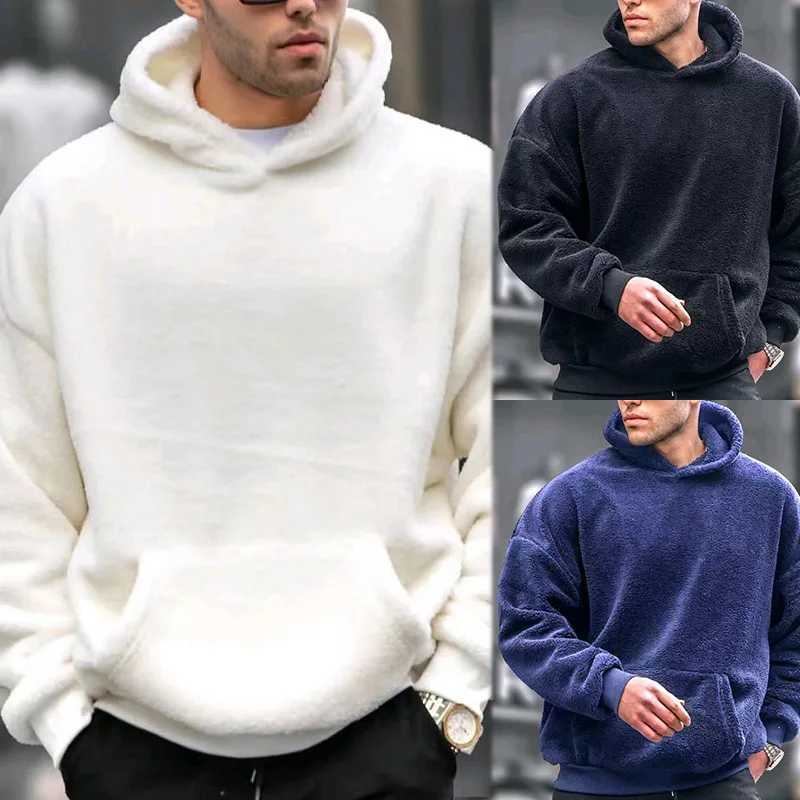 Mens Hoodie Casual Hoodies Pullovers Sweatshirts Mens Top Solid Color Hoodies Sweatshirt Male Winter jumper with fleece hoodie LX241109