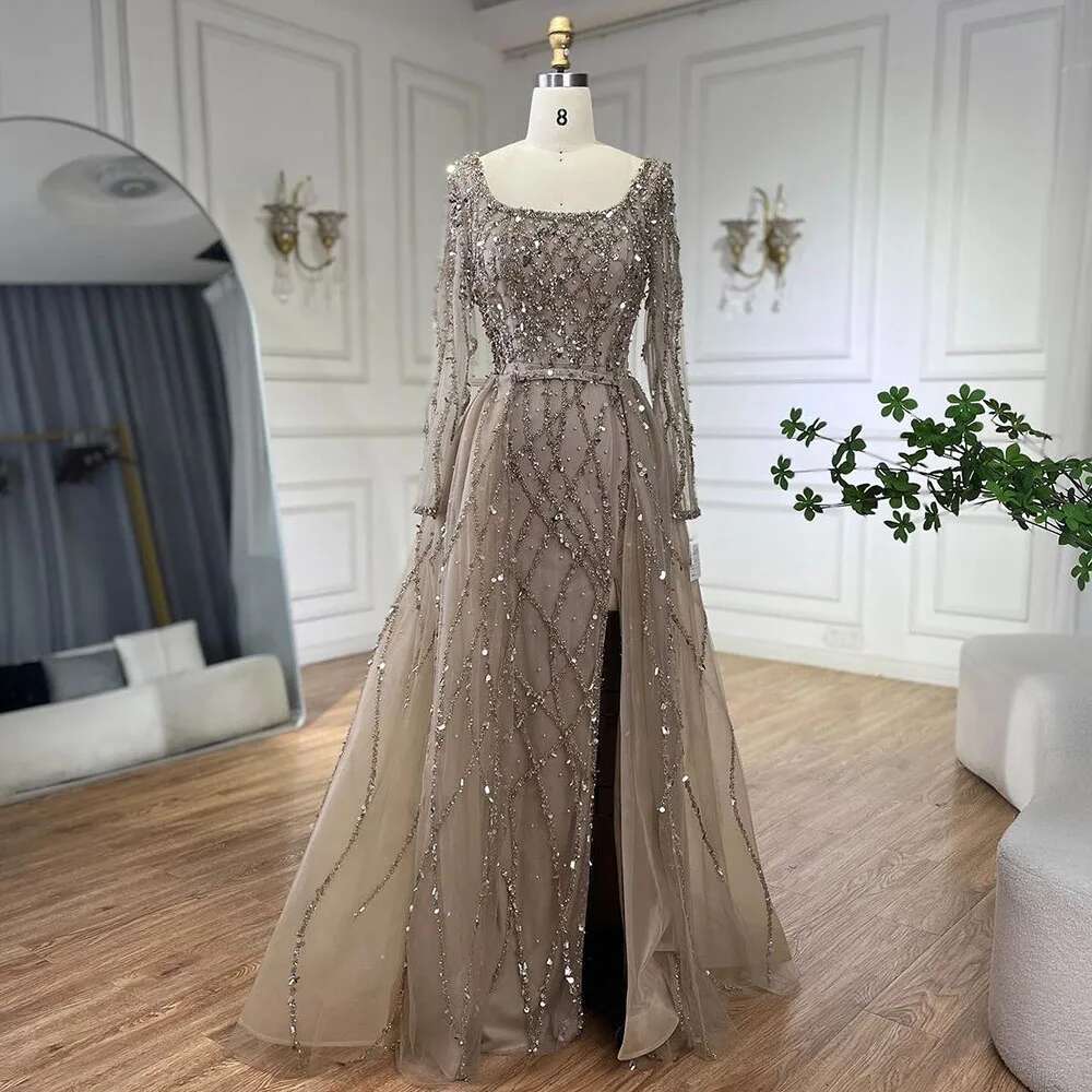 Green élégant personnalisé Split Mermaid Robes de soirée perles robes 2024 pour la fête LA70765L