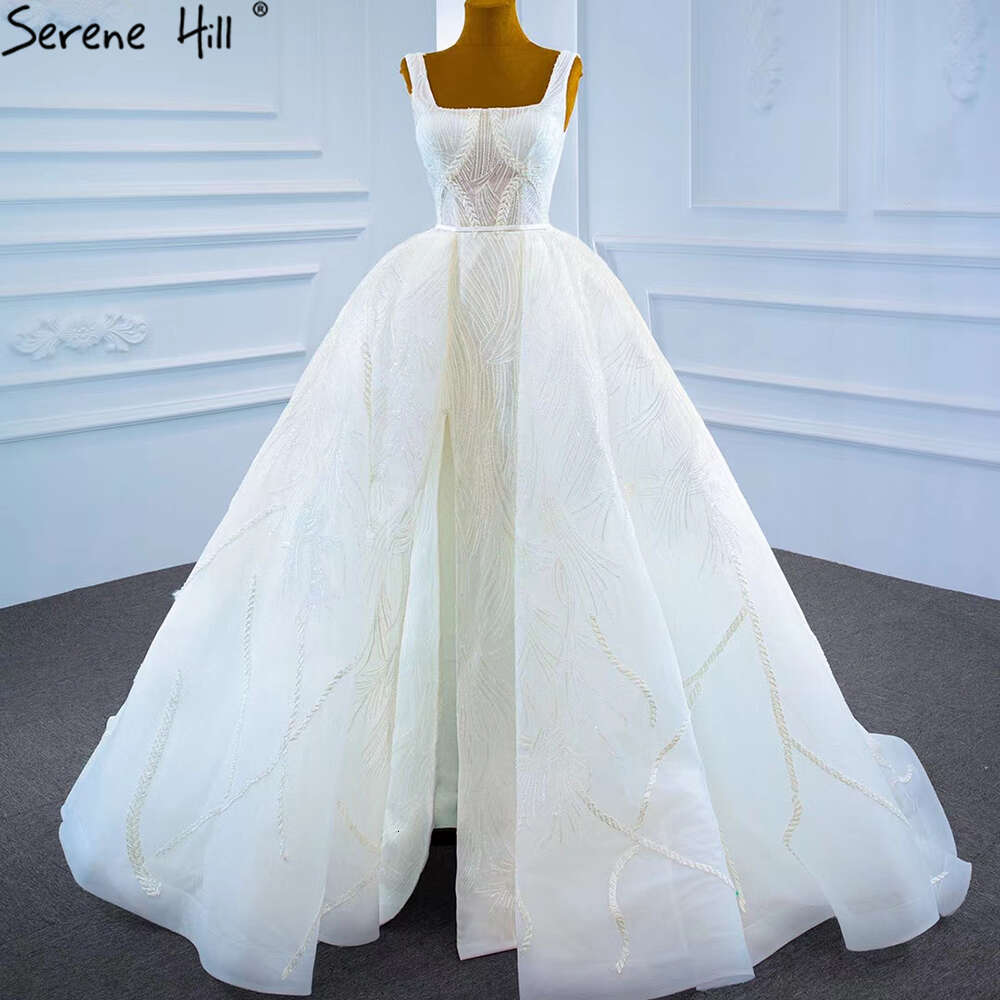Ivory Serene Hill avec des robes de mariée de train Sparkle perle en dentelle sans manches robe nuptiale sexy hm