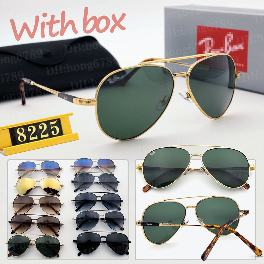 Ran Bay Sunglasses 8225 Classic Brand Retro Sunglasses 3025 Luxury Designer Eyewear Rays Metal Frame Designers Sun Glasses bans Woman Bands 3548 with box Glass