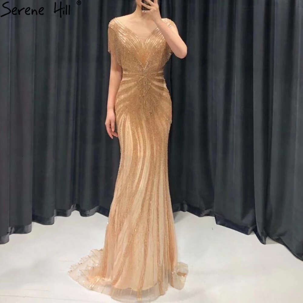 Hill sirène sereine en or robes de soirée robes 2024 Souchée perle élégante pour la fête la70907 personnalisée