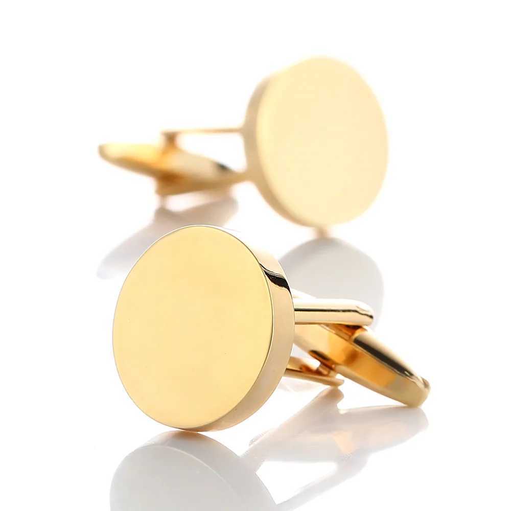 High quality blank mens cufflinks French shirt gold-plated simple cufflinks copper metal gemstone mens jewelry accessories W241109