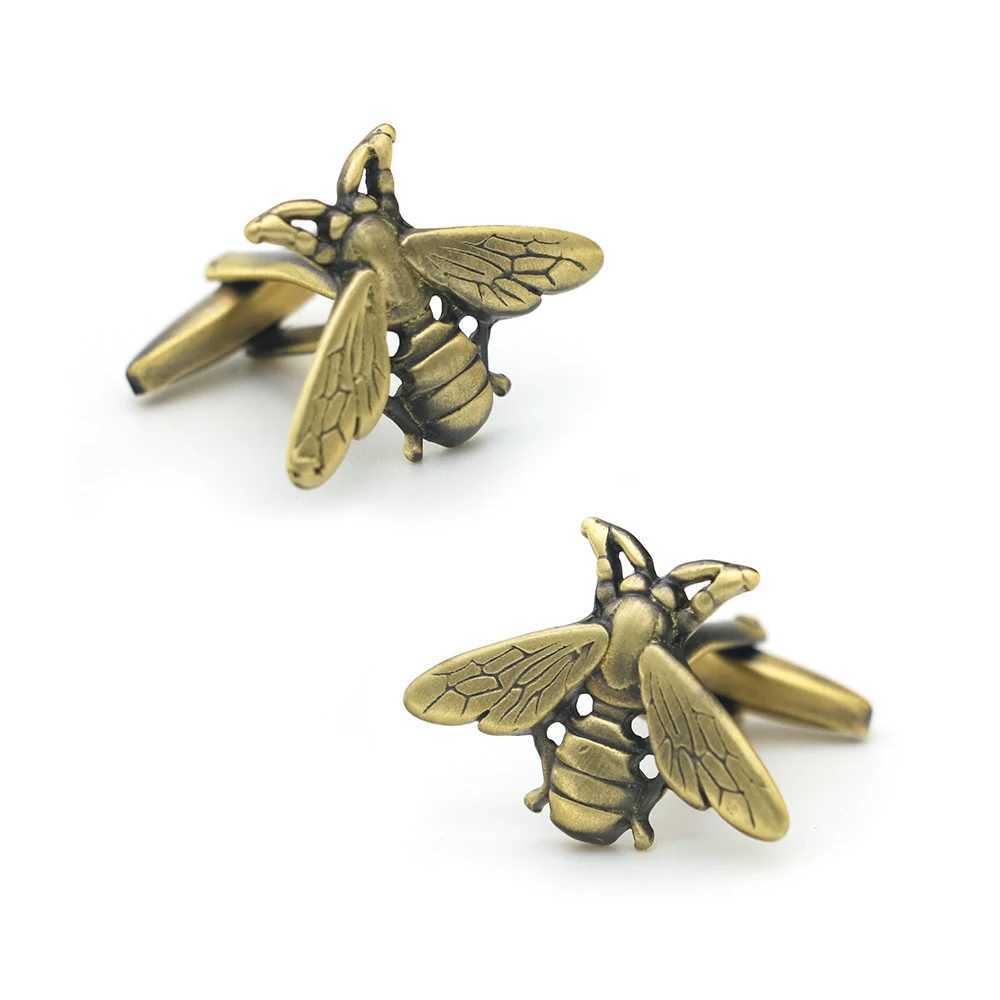 Mens retro cufflinks with classic bee design high-quality copper bronze colored cufflinks wholesale and retail W241109