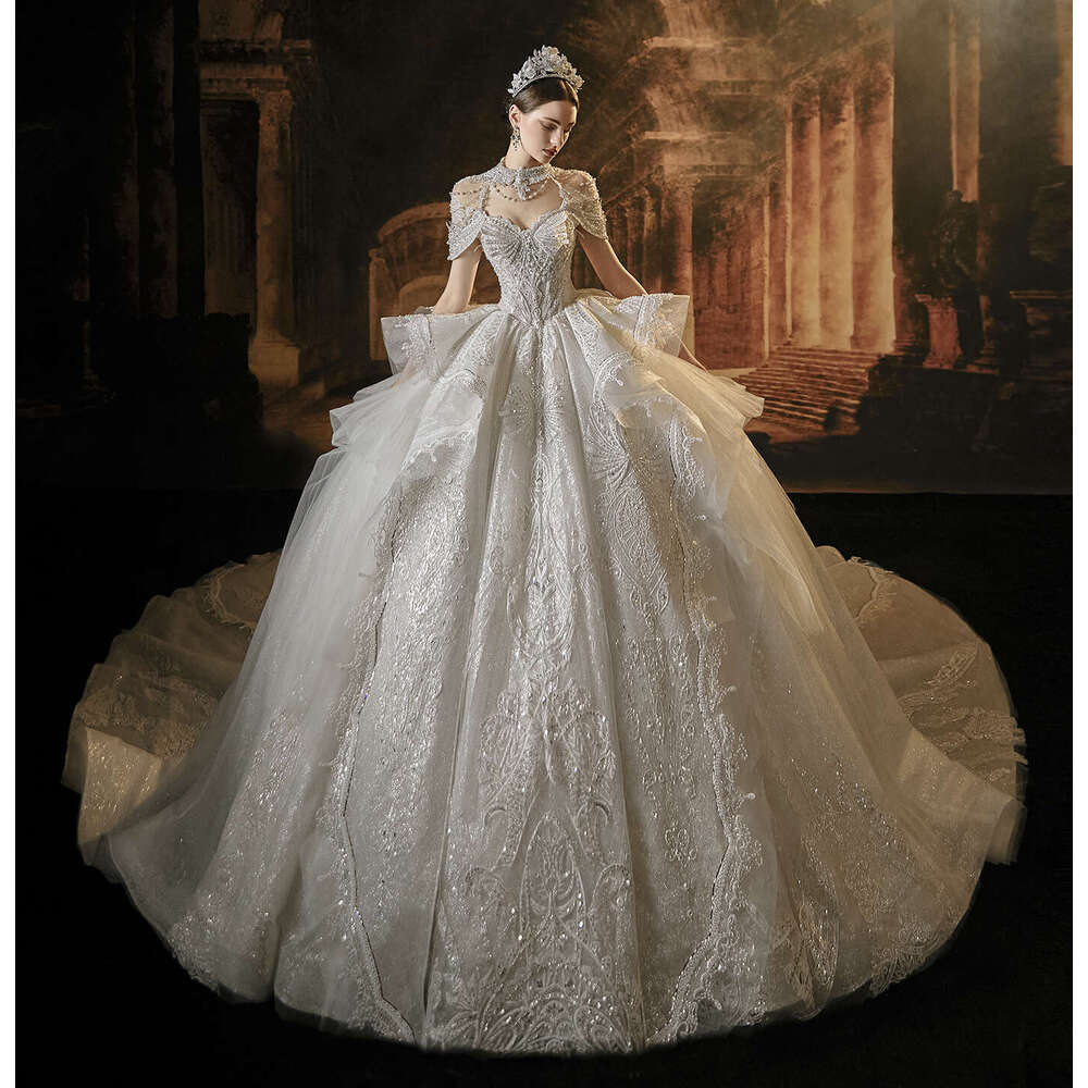 Dubaï Sharon a déclaré la robe de bal robe de bal 2024 Arabie saoudite Appliques Chapel Train Princess Bride Robes MX-2317 ES
