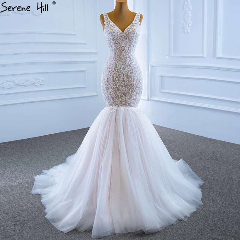 Serene Hill – robe de mariée sirène rose, sans manches, avec perles, haut de gamme, Sexy, Design HM