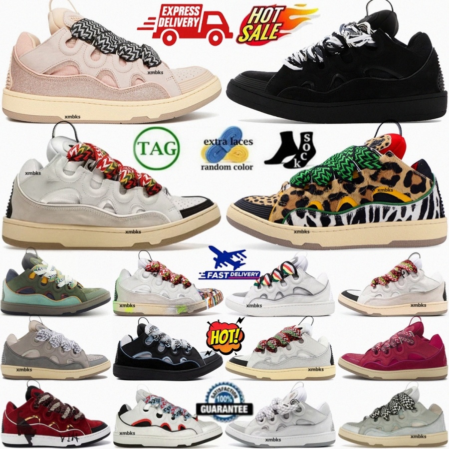 Leather Curb Sneakers Shoes Black Grey Silver Trainers Womens Mens White Ivory Snake Laces White Grey Pink Gum Multi Pale Blue Leopard Speckled E-image-892484383