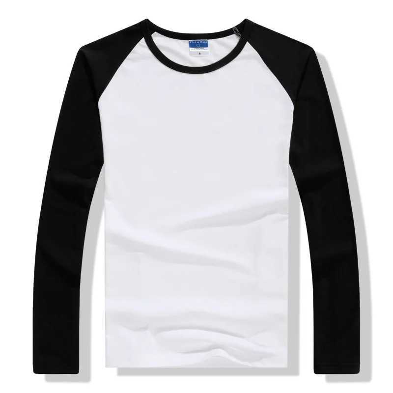 2023 Autumn Winter Long Sleeve T Shirt Men Contrast Color Round Collar Cotton Mens Casual Slim Fit Raglan T-Shirts Tees Tops LX241109