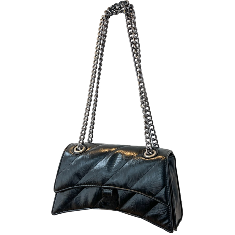 Designer Black Quilted Chain Belt Shoulder Bag 