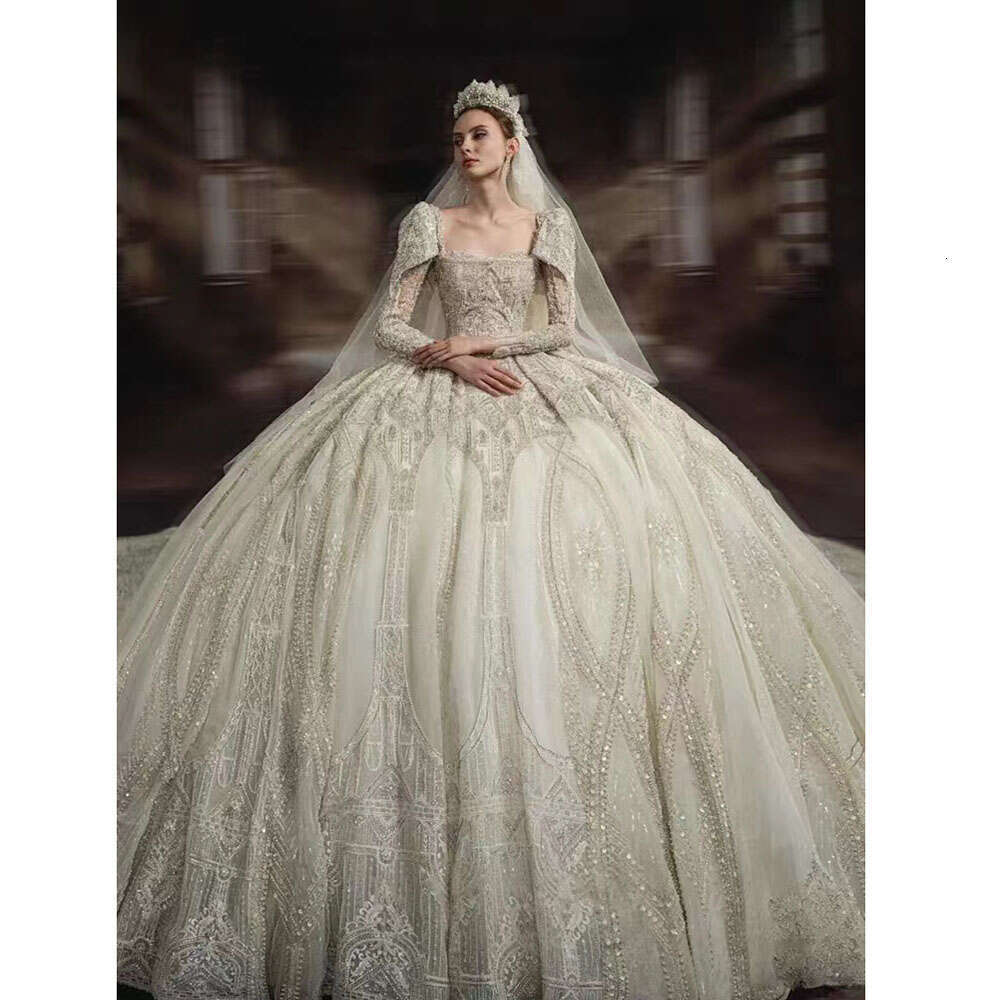 Wedding Dresses Main 2023 New Bride Heavy Industry Spring Autumn Temperament Big Cathedral Royal Drag Tail Cover Thick