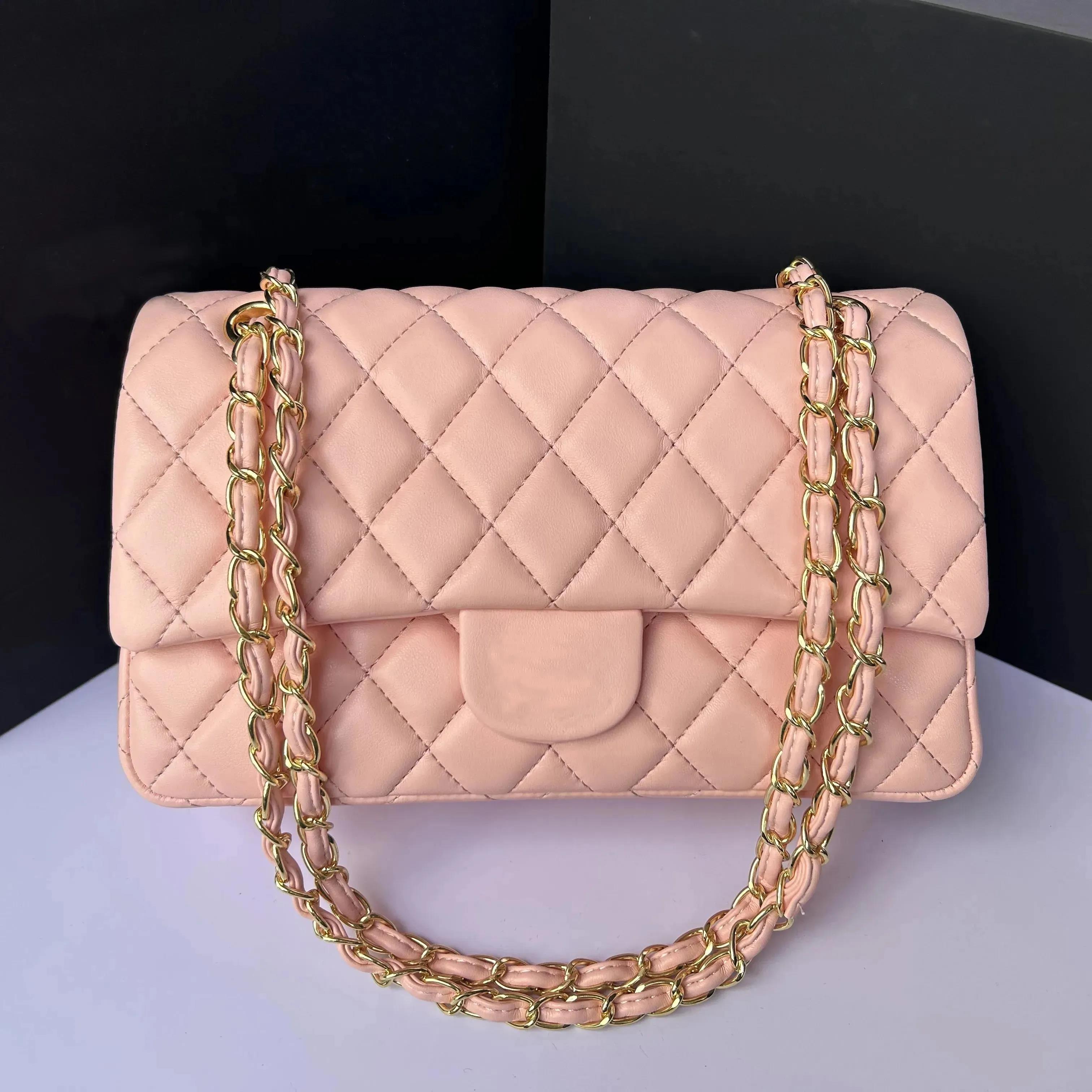 10A Top Tier Quality Luxury Designer Rectangle Bag 25CM Real Leather Caviar Lambskin Classic Black Purse Quilted Flap Handbag Shoulder Gold Bag Wall