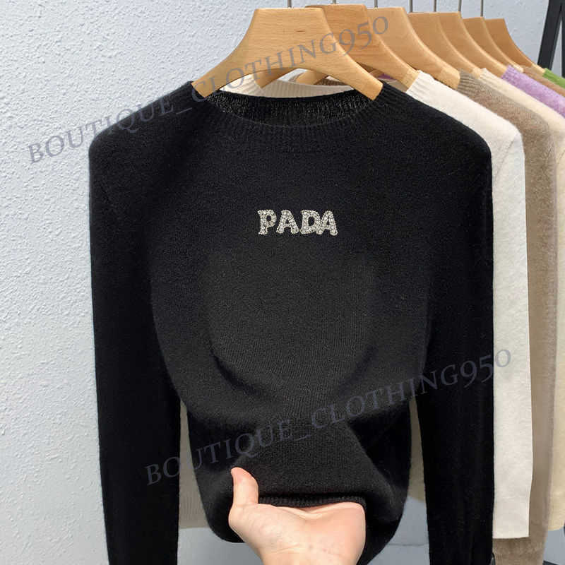 Pull à bascule rond Pull pull mince Nouveau pull d'automne et hiver en tricot en tricot couloir à manches longues