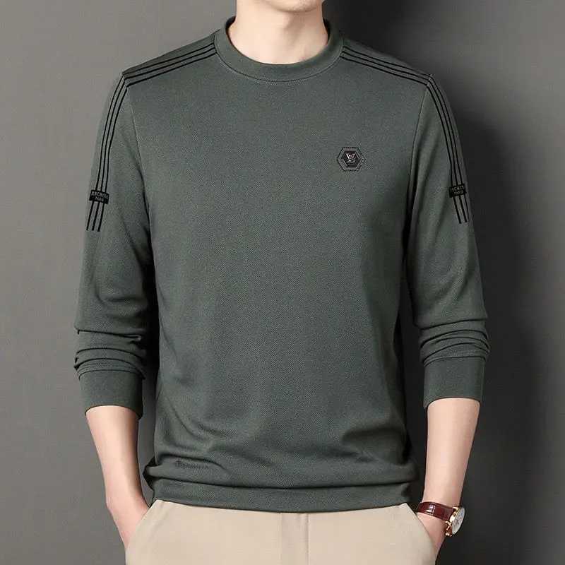 Automne hiver surdimensionné lâche décontracté à manches longues Tee Homme Fashion All-Match Pullover Sweethirt mâle Tops Men Patchwork T-shirt L