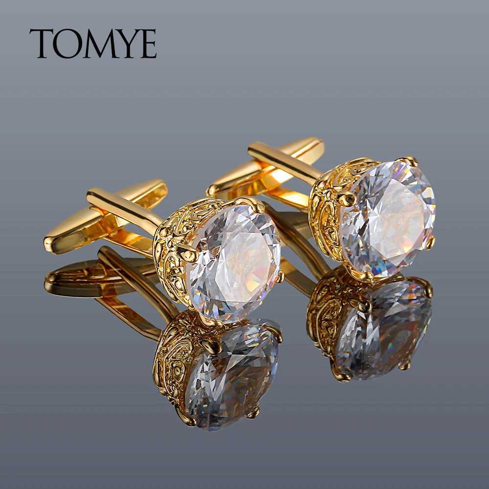 Mens cufflinks TOMYE XK20S008 luxury zircon gold buttons formal dress shirt cuffs wedding gifts jewelry W241109